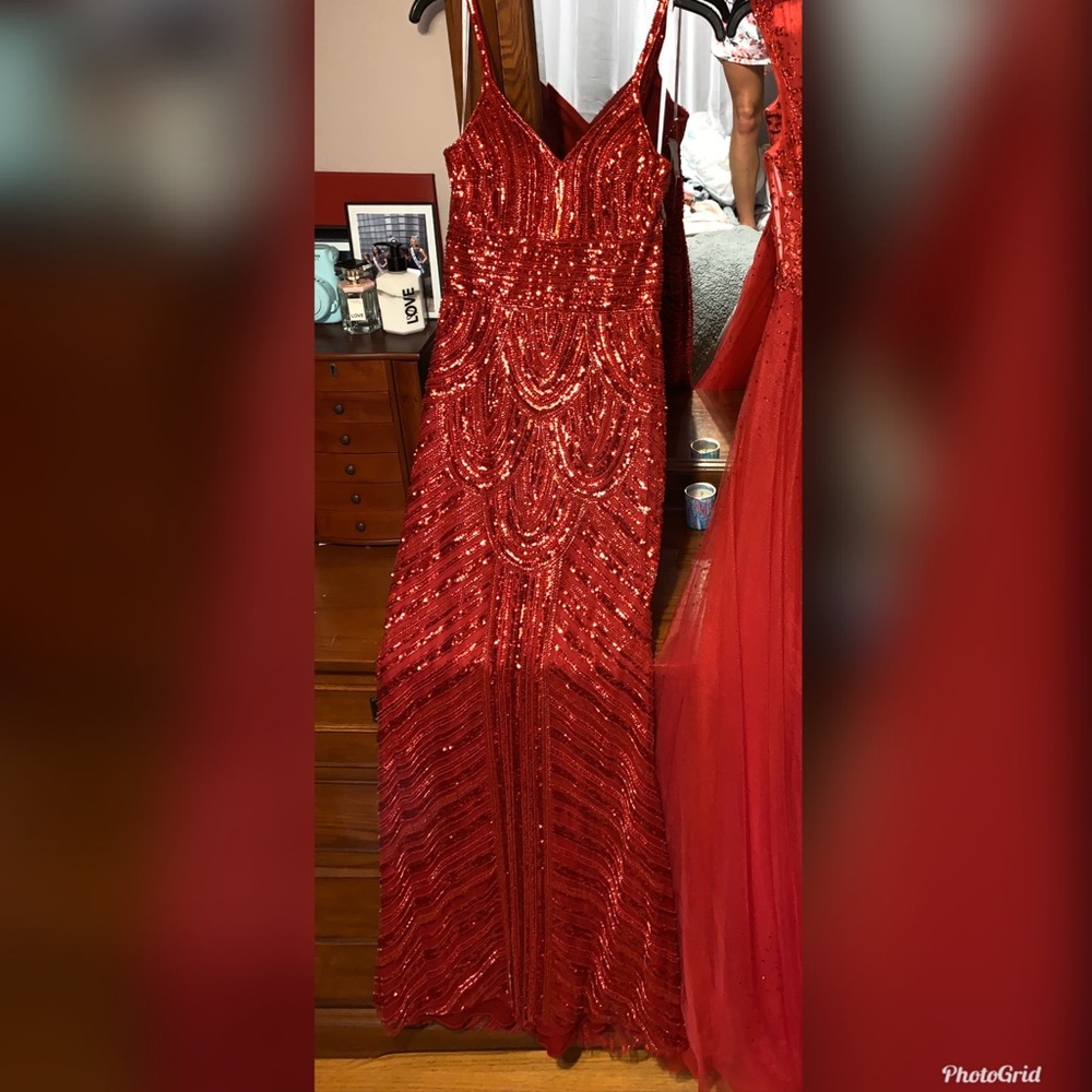 Red Sequin Prom or Pageant Gown